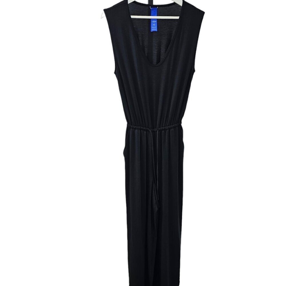 Kit and Ace Womens Sleeveless Jumpsuit Size XS Stretchy Tie Waist Soft Black